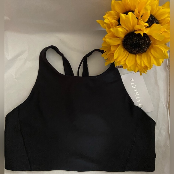 Athleta Other - Athleta Flex Spacer High-Neck Black Sports Bra NWT Size Large (A-C Cups)